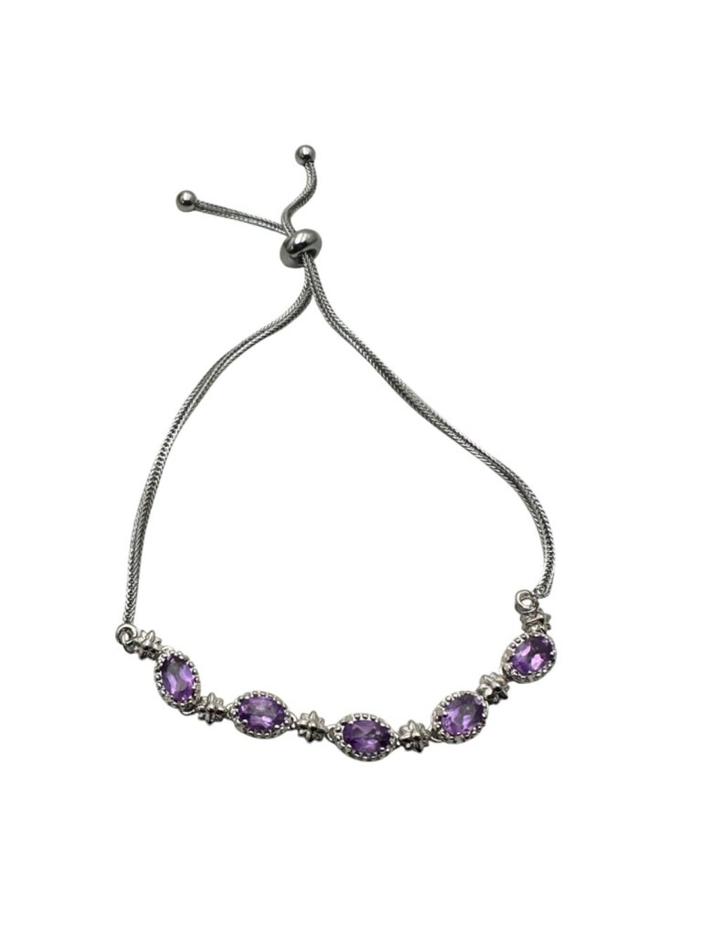 Chuck Clemency Purple Amethyst Sterling Silver Bolo Bracelet Adjustable - Picture 7 of 10